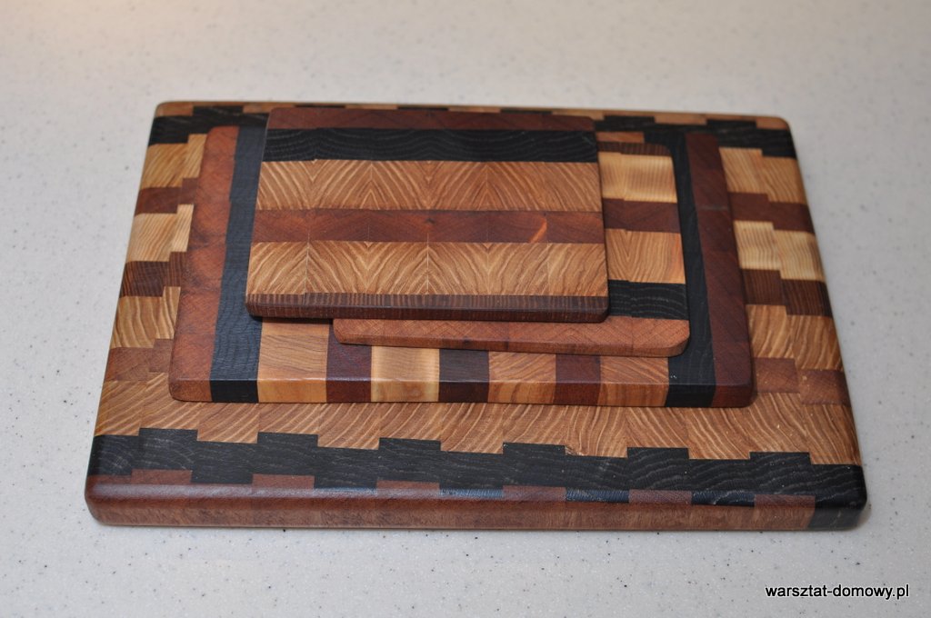 Deska do krojenia z kolorowego drewna - jesion, mahoń, czarny dąb